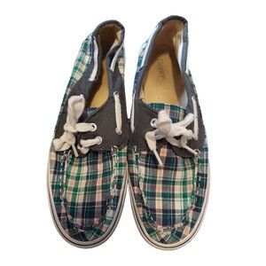 Dexter Women's Size 8 Plaid Moccasin Sneakers, Canvas Slip Ons